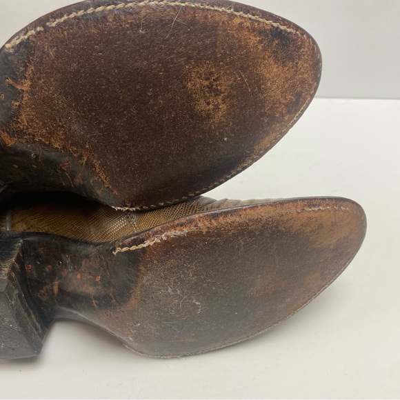 Justin Boots Vintage Leather Cowboy Western Pointed Toe Gray Brown Lizard 7.5 - Picture 11 of 13